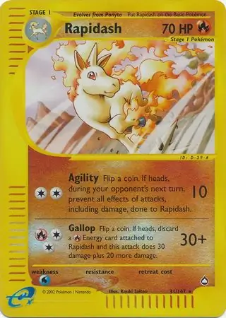 Rapidash Reverse Holo Pokemon card from Aquapolis