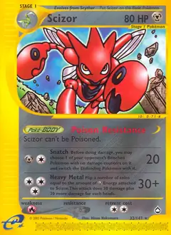 Scizor Pokemon card from Aquapolis