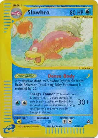 Slowbro Reverse Holo Pokemon card from Aquapolis
