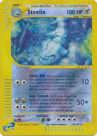 Steelix Reverse Holo Pokemon card from Aquapolis
