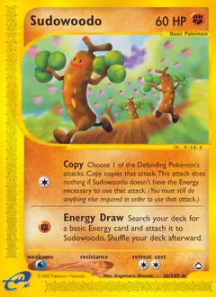 Sudowoodo Pokemon card from Aquapolis