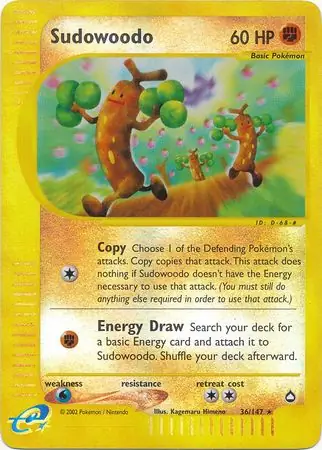 Sudowoodo Reverse Holo Pokemon card from Aquapolis