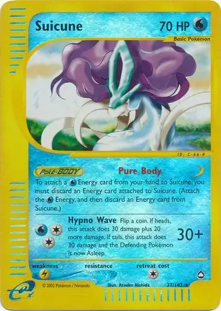 Suicune Reverse Holo Pokemon card from Aquapolis