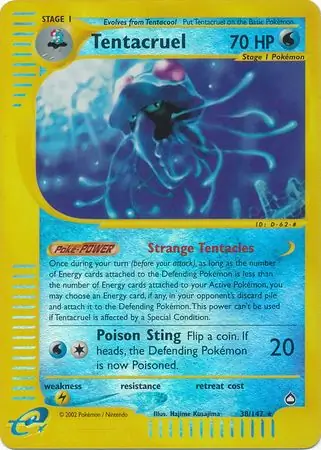 Tentacruel Reverse Holo Pokemon card from Aquapolis
