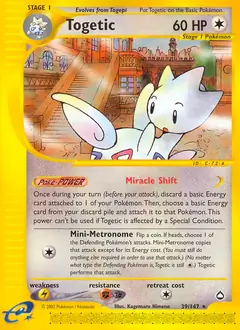 Togetic Pokemon card from Aquapolis