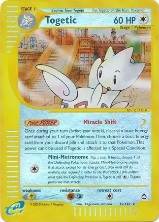 Togetic Reverse Holo Pokemon card from Aquapolis