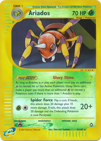 Ariados Reverse Holo Pokemon card from Aquapolis