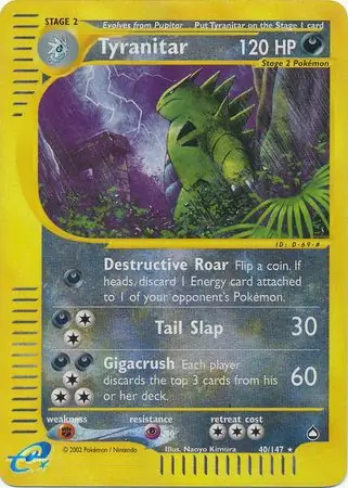 Tyranitar Reverse Holo Pokemon card from Aquapolis