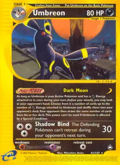 Umbreon Pokemon card from Aquapolis