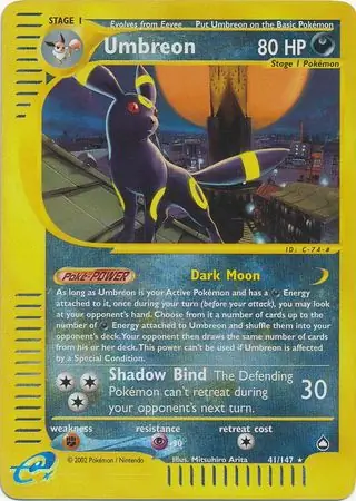 Umbreon Reverse Holo Pokemon card from Aquapolis