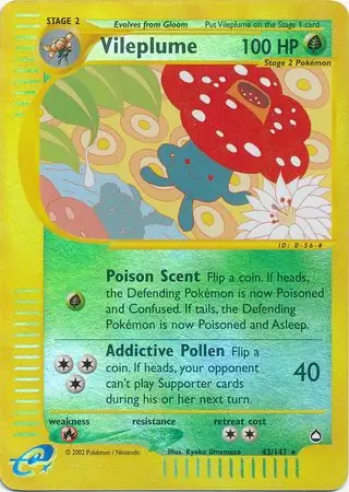 Vileplume Reverse Holo Pokemon card from Aquapolis