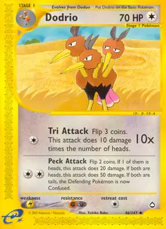 Dodrio Pokemon card from Aquapolis
