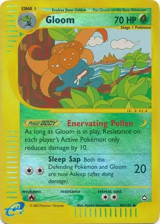 Gloom Reverse Holo Pokemon card from Aquapolis