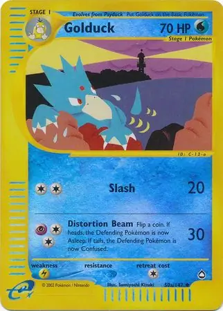 Golduck Reverse Holo Pokemon card from Aquapolis