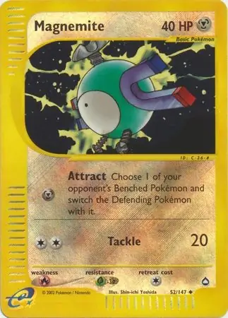 Magnemite Reverse Holo Pokemon card from Aquapolis