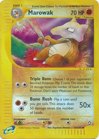 Marowak Reverse Holo Pokemon card from Aquapolis