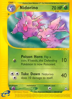 Nidorino Pokemon card from Aquapolis