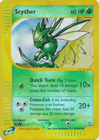 Scyther Reverse Holo Pokemon card from Aquapolis