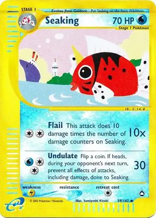 Seaking Reverse Holo Pokemon card from Aquapolis