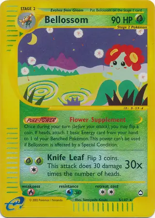 Bellossom Reverse Holo Pokemon card from Aquapolis