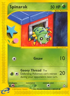 Spinarak Pokemon card from Aquapolis