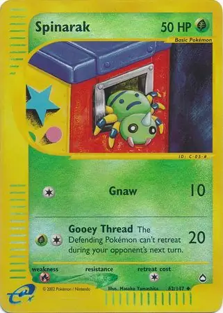 Spinarak Reverse Holo Pokemon card from Aquapolis