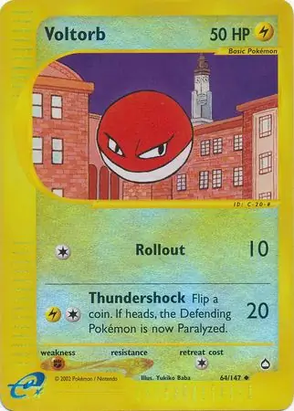 Voltorb Reverse Holo Pokemon card from Aquapolis