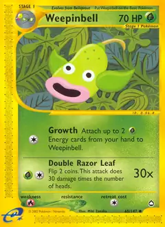Weepinbell Pokemon card from Aquapolis