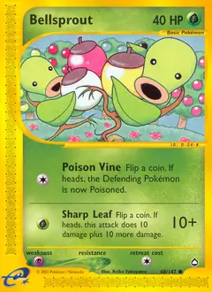 Bellsprout Pokemon card from Aquapolis
