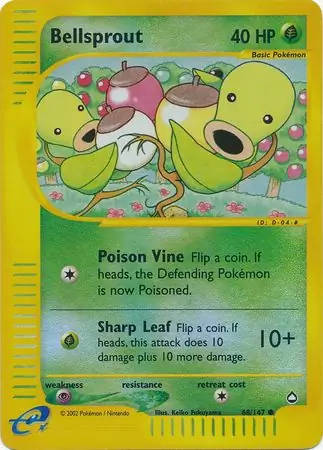 Bellsprout Reverse Holo Pokemon card from Aquapolis