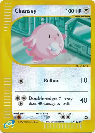 Chansey Reverse Holo Pokemon card from Aquapolis