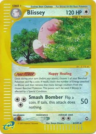 Blissey Reverse Holo Pokemon card from Aquapolis