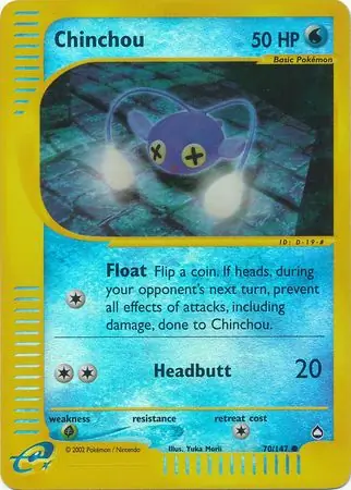 Chinchou Reverse Holo Pokemon card from Aquapolis