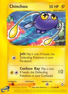 Chinchou Pokemon card from Aquapolis