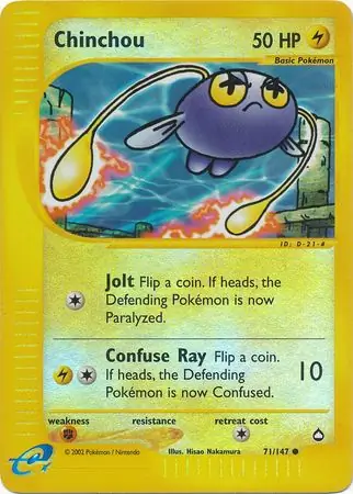 Chinchou Reverse Holo Pokemon card from Aquapolis
