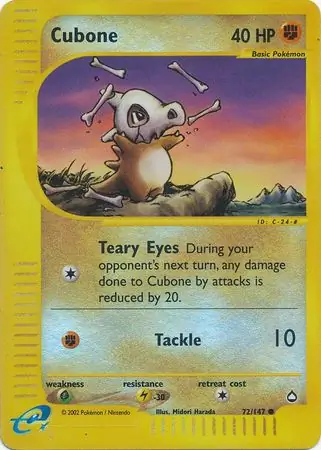 Cubone Reverse Holo Pokemon card from Aquapolis