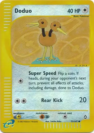 Doduo Reverse Holo Pokemon card from Aquapolis