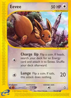 Eevee Pokemon card from Aquapolis