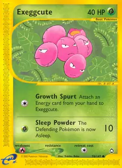 Exeggcute Pokemon card from Aquapolis