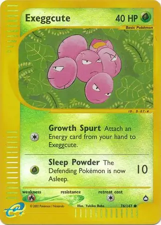 Exeggcute Reverse Holo Pokemon card from Aquapolis