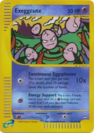 Exeggcute Reverse Holo Pokemon card from Aquapolis