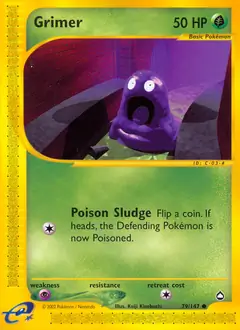 Grimer Pokemon card from Aquapolis