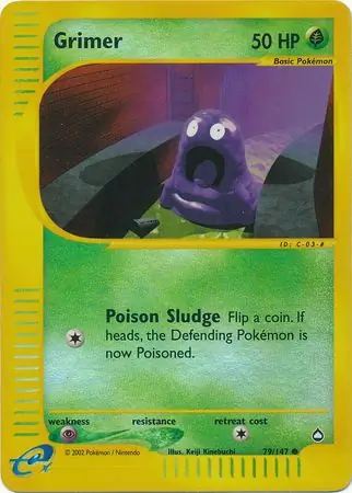Grimer Reverse Holo Pokemon card from Aquapolis