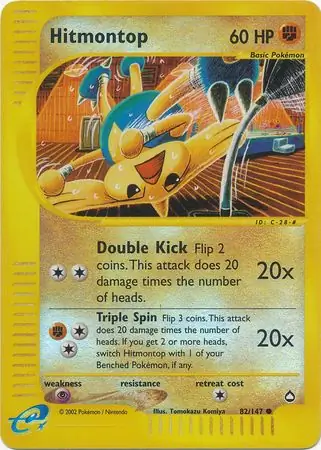Hitmontop Reverse Holo Pokemon card from Aquapolis