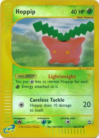 Hoppip Reverse Holo Pokemon card from Aquapolis