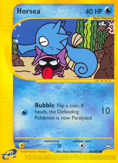 Horsea Pokemon card from Aquapolis
