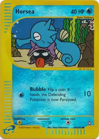 Horsea Reverse Holo Pokemon card from Aquapolis