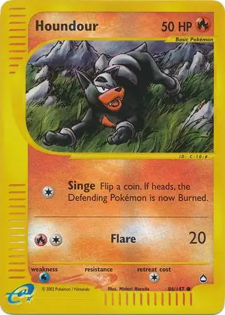 Houndour Reverse Holo Pokemon card from Aquapolis