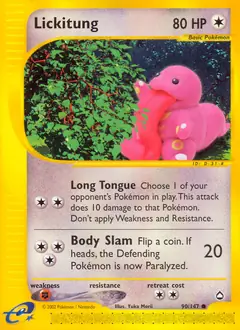 Lickitung Pokemon card from Aquapolis