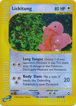 Lickitung Reverse Holo Pokemon card from Aquapolis